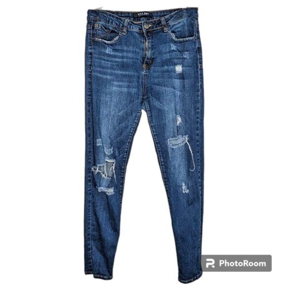 WAX JEAN Womens Jeans Y2K Distressed Destructed Skinny, Juniors Size 11 - Picture 1 of 15